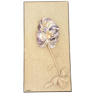 David Langdon Mixed Media Art “Full Bloom” Sea Shell Flower Purple Cream Signed